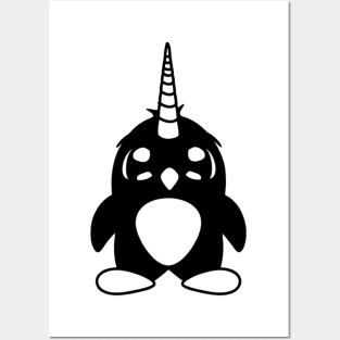 funny unicorn penguin horn cute cute little bird Posters and Art